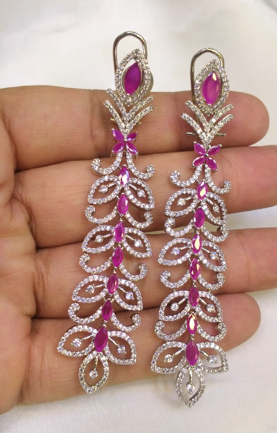 Long zircon earrings