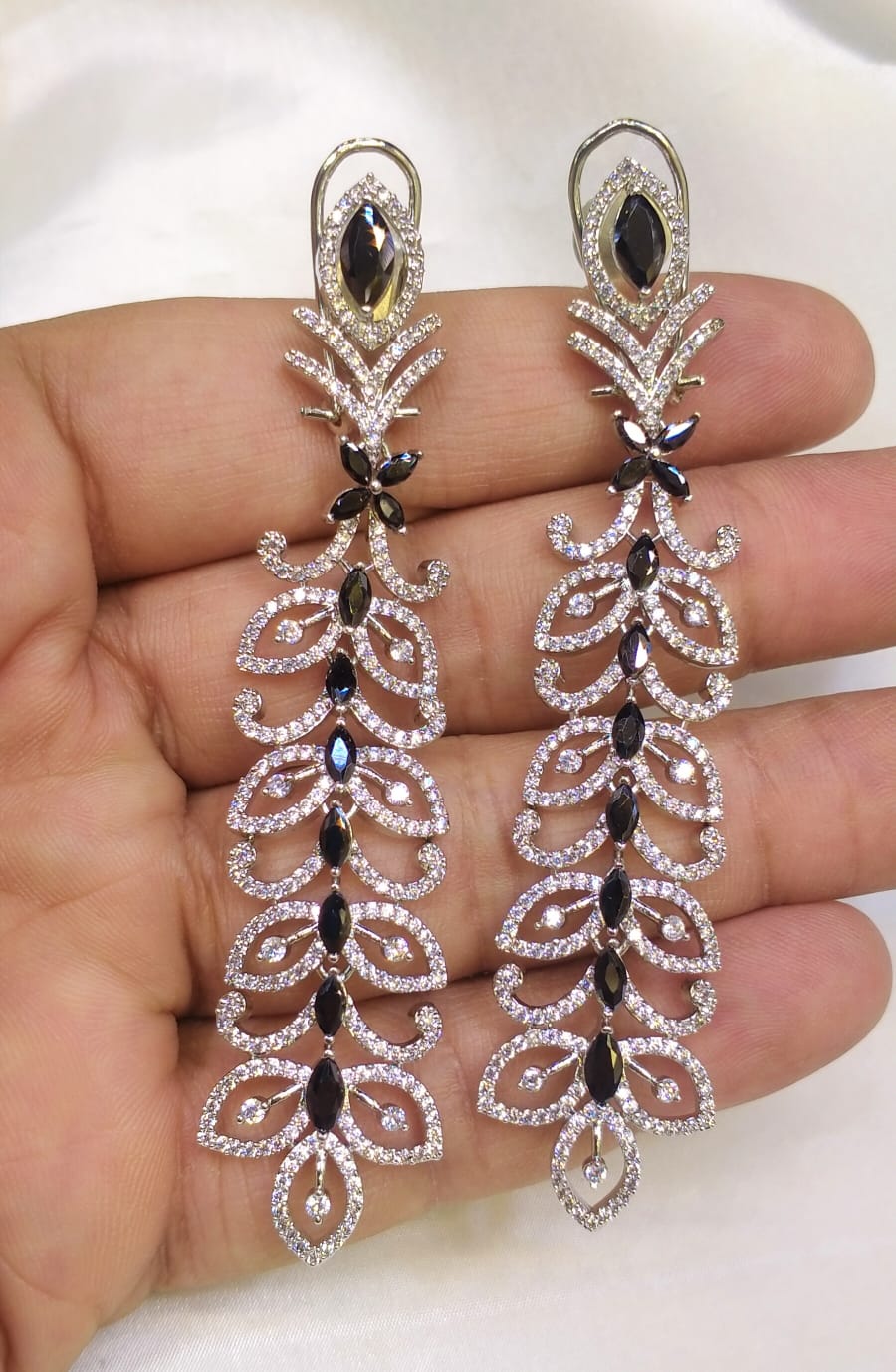 Long zircon earrings