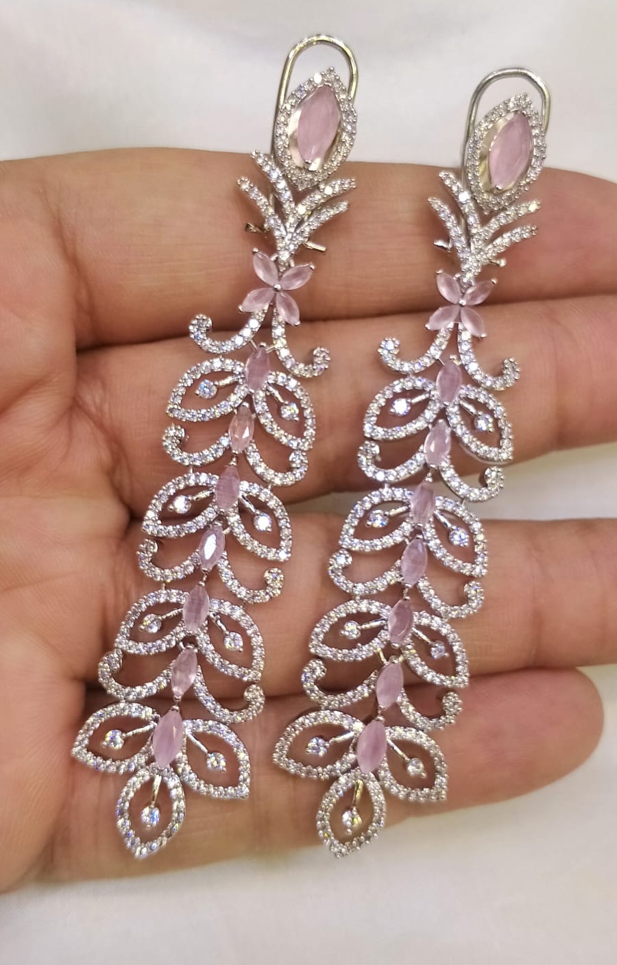 Long zircon earrings