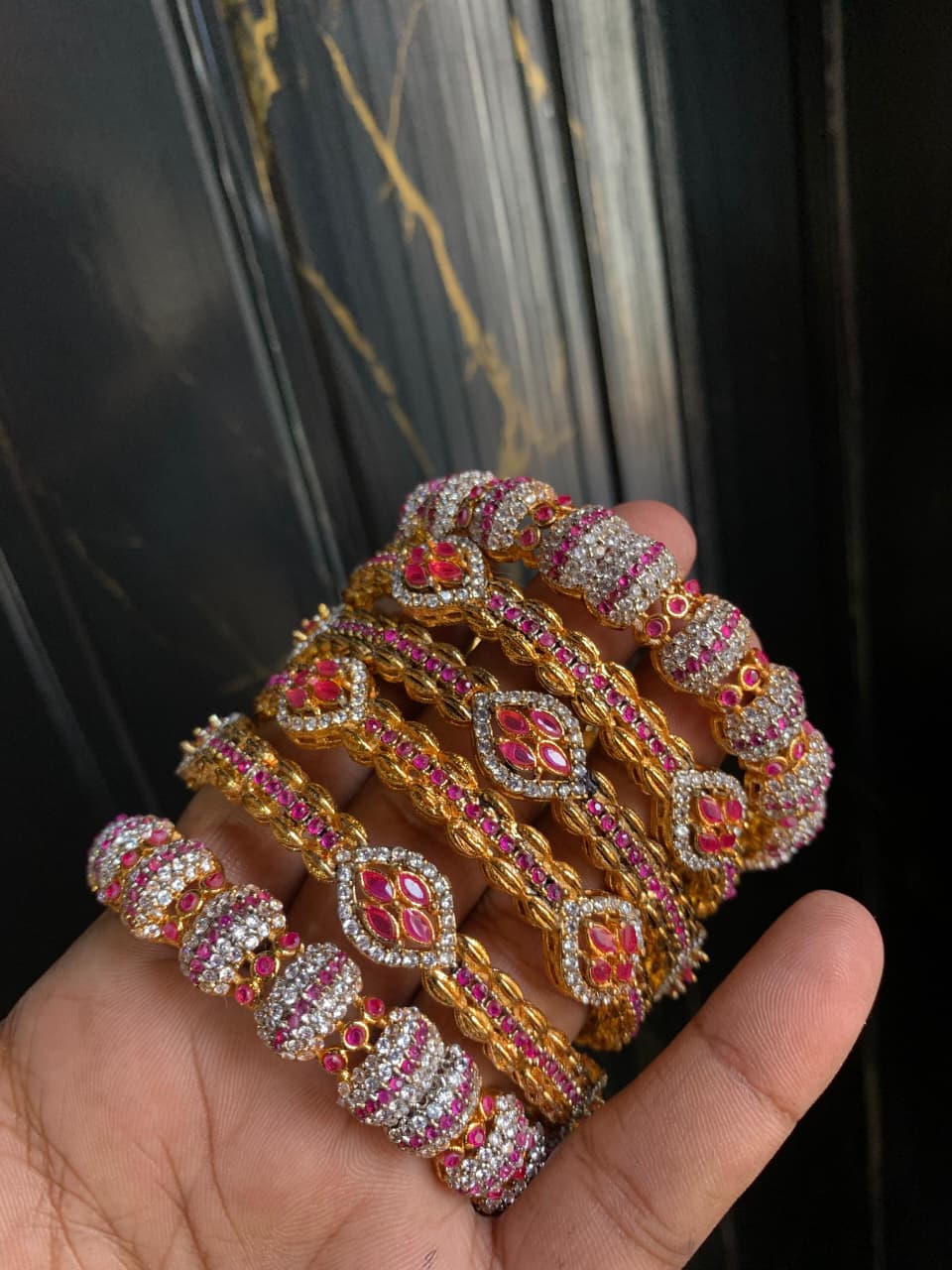 Casting GOLD PLATED Real Stone Zircon Bangles