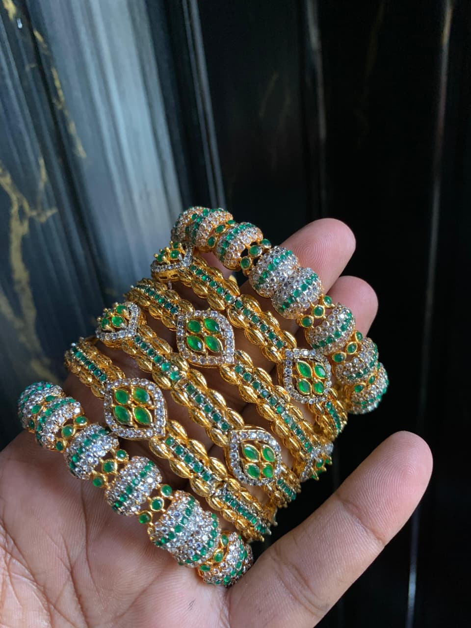 Casting GOLD PLATED Real Stone Zircon Bangles