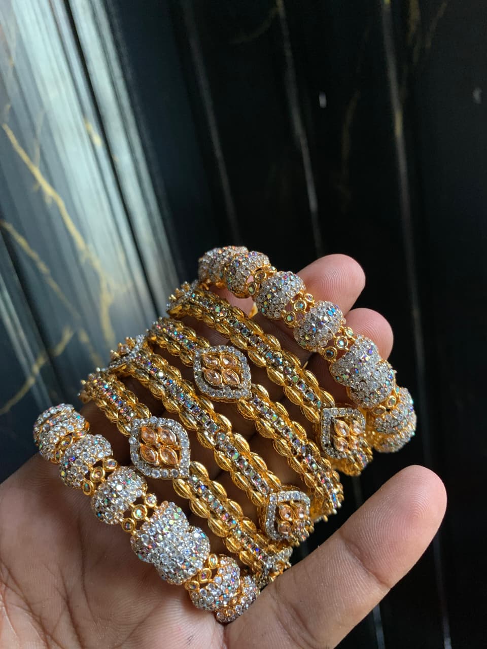 Casting GOLD PLATED Real Stone Zircon Bangles