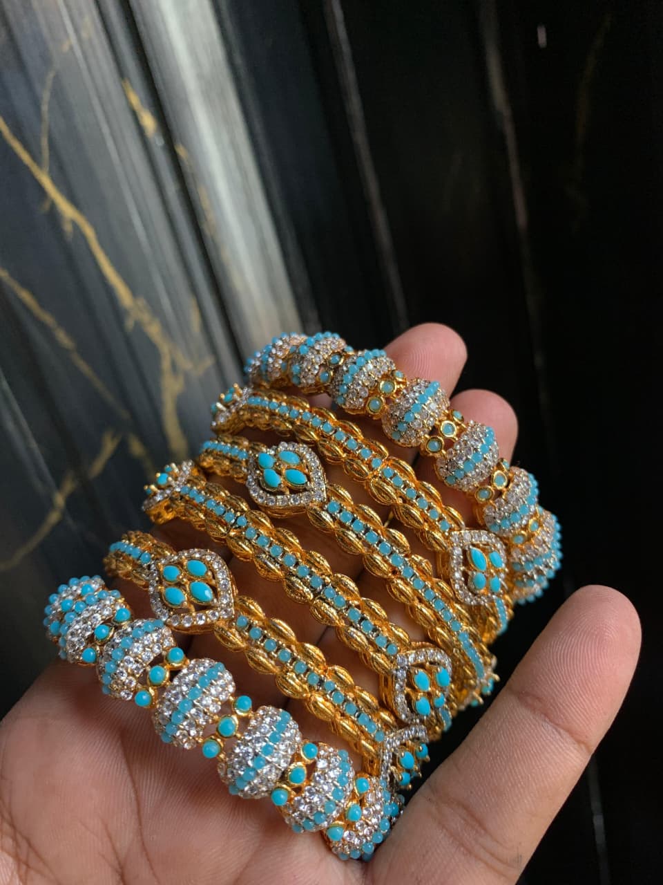 Casting GOLD PLATED Real Stone Zircon Bangles