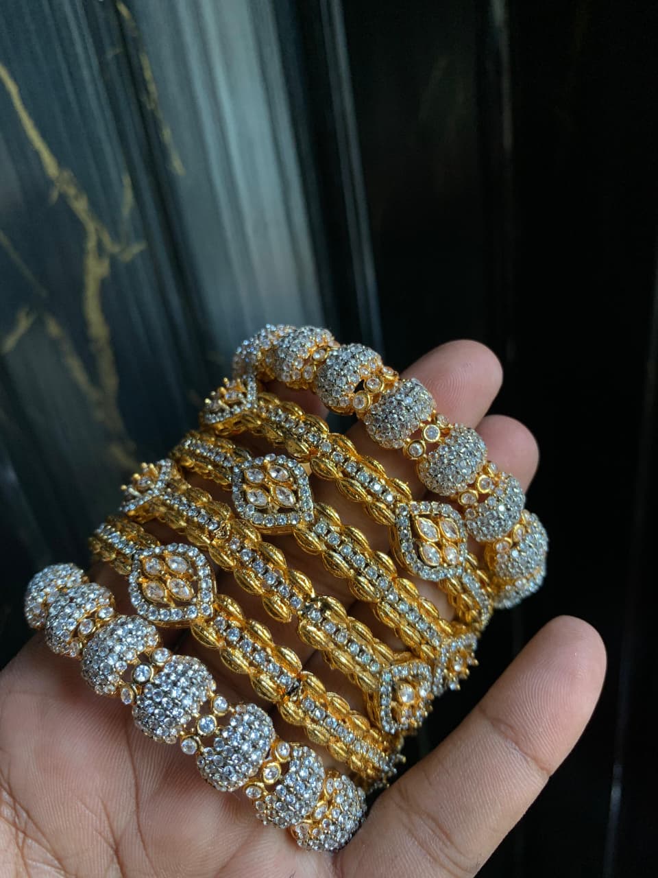 Casting GOLD PLATED Real Stone Zircon Bangles