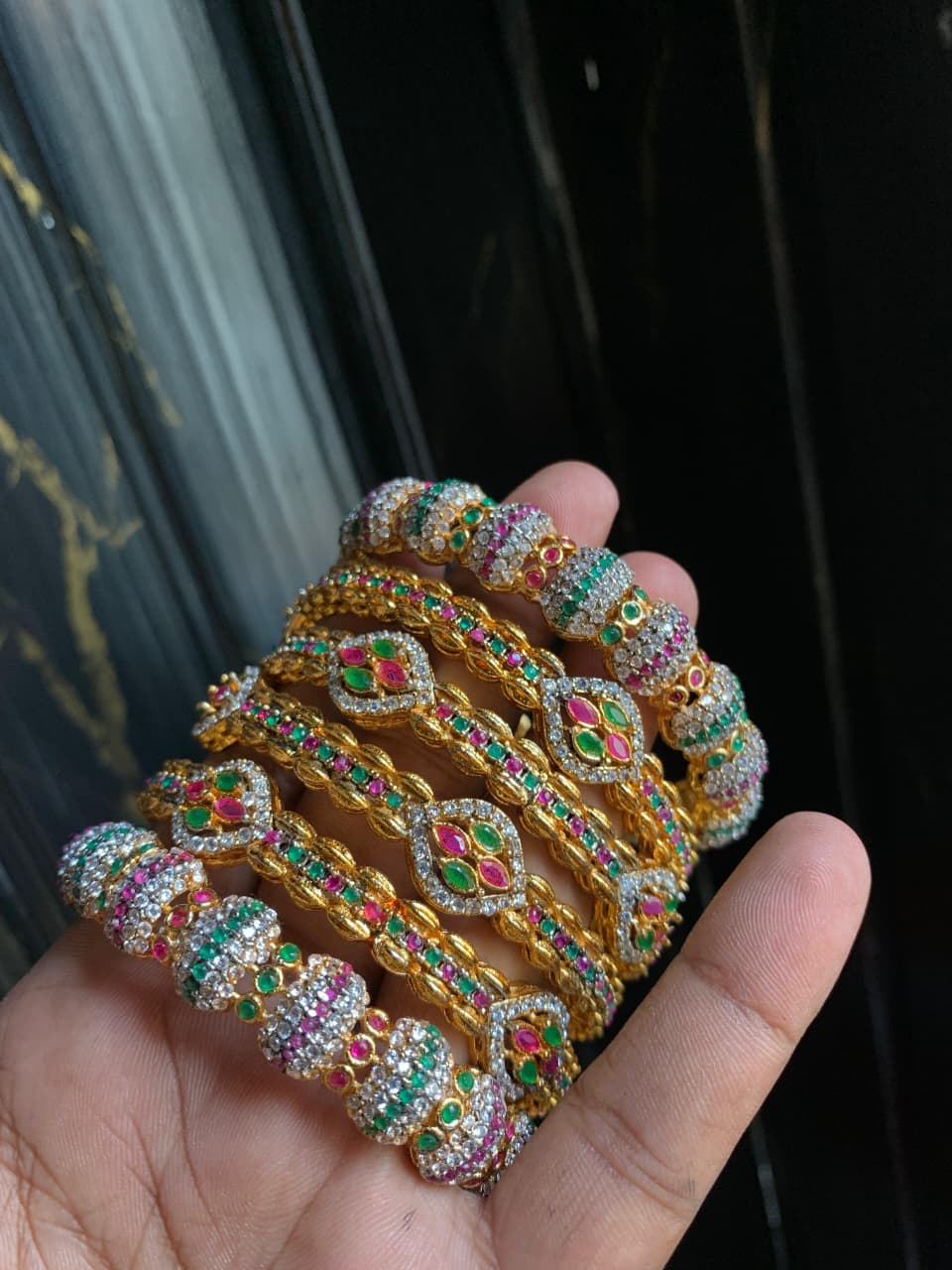 Casting GOLD PLATED Real Stone Zircon Bangles