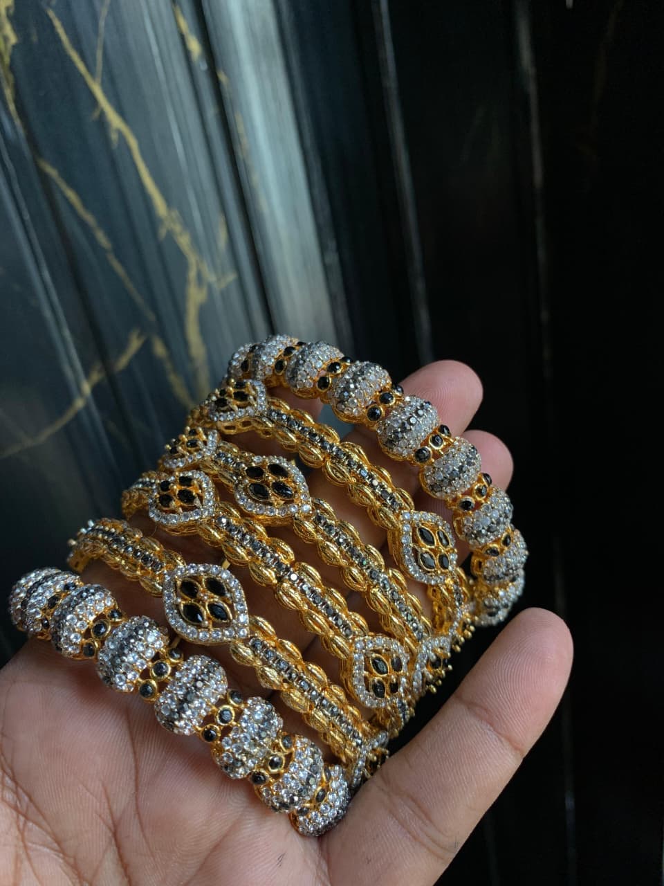 Casting GOLD PLATED Real Stone Zircon Bangles