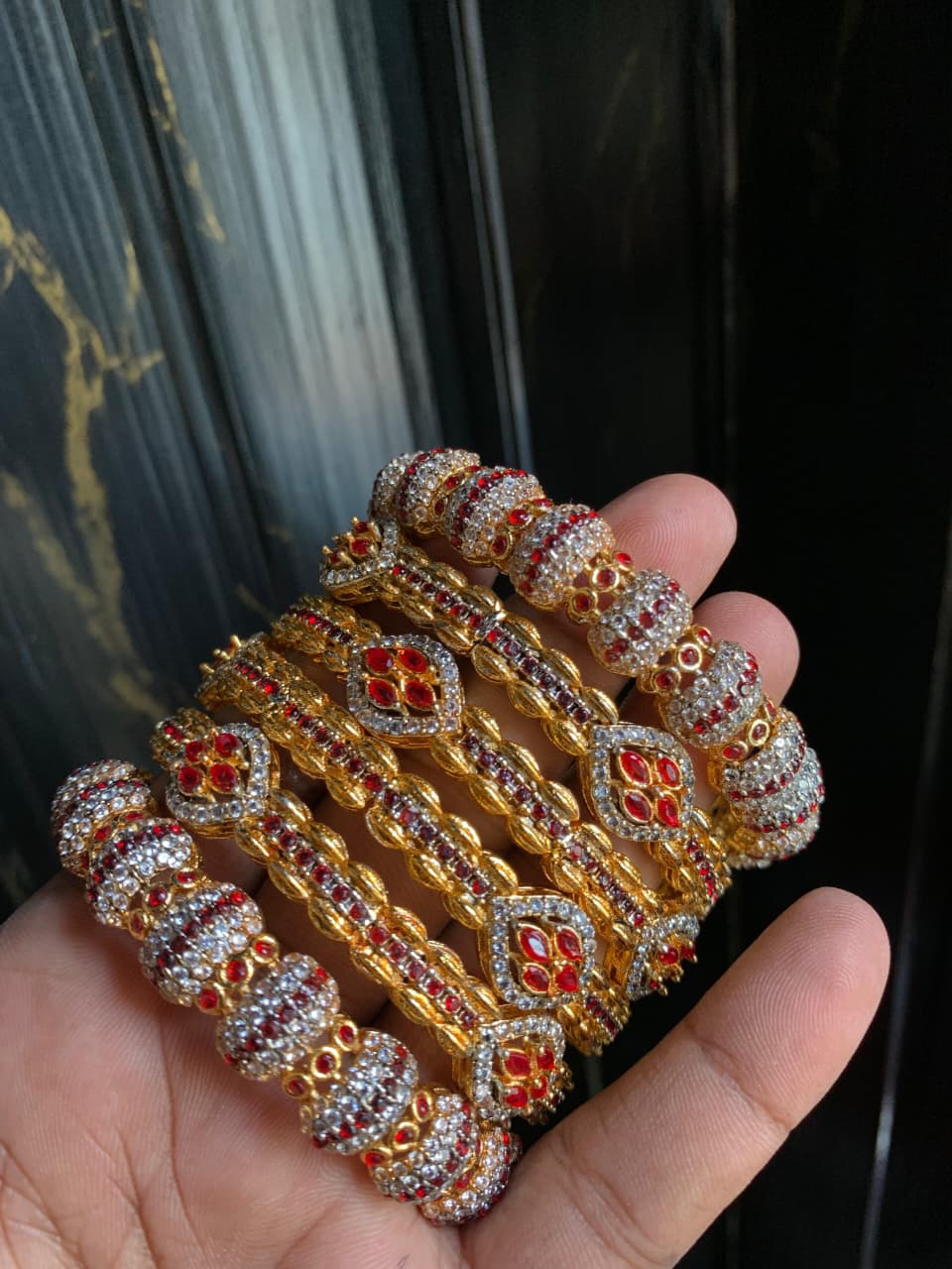 Casting GOLD PLATED Real Stone Zircon Bangles
