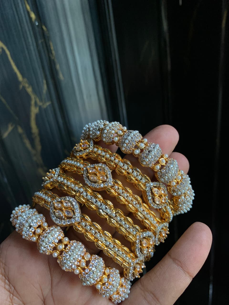 Casting GOLD PLATED Real Stone Zircon Bangles