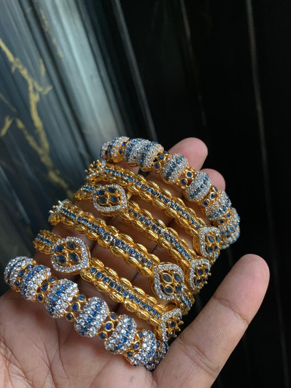 Casting GOLD PLATED Real Stone Zircon Bangles