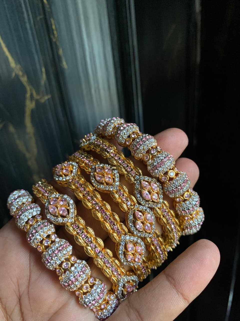 Casting GOLD PLATED Real Stone Zircon Bangles