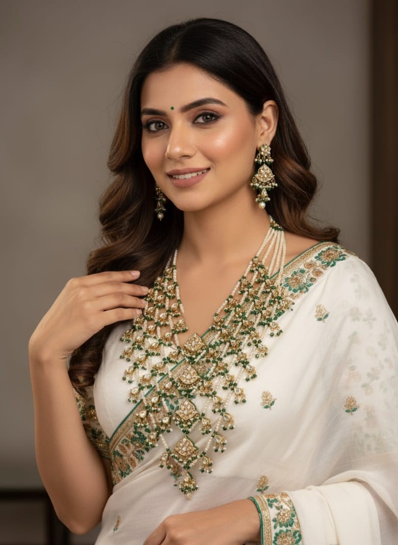 Beautiful Indian jaipuri fine quality 5 Lara two side work mala set 💞💫