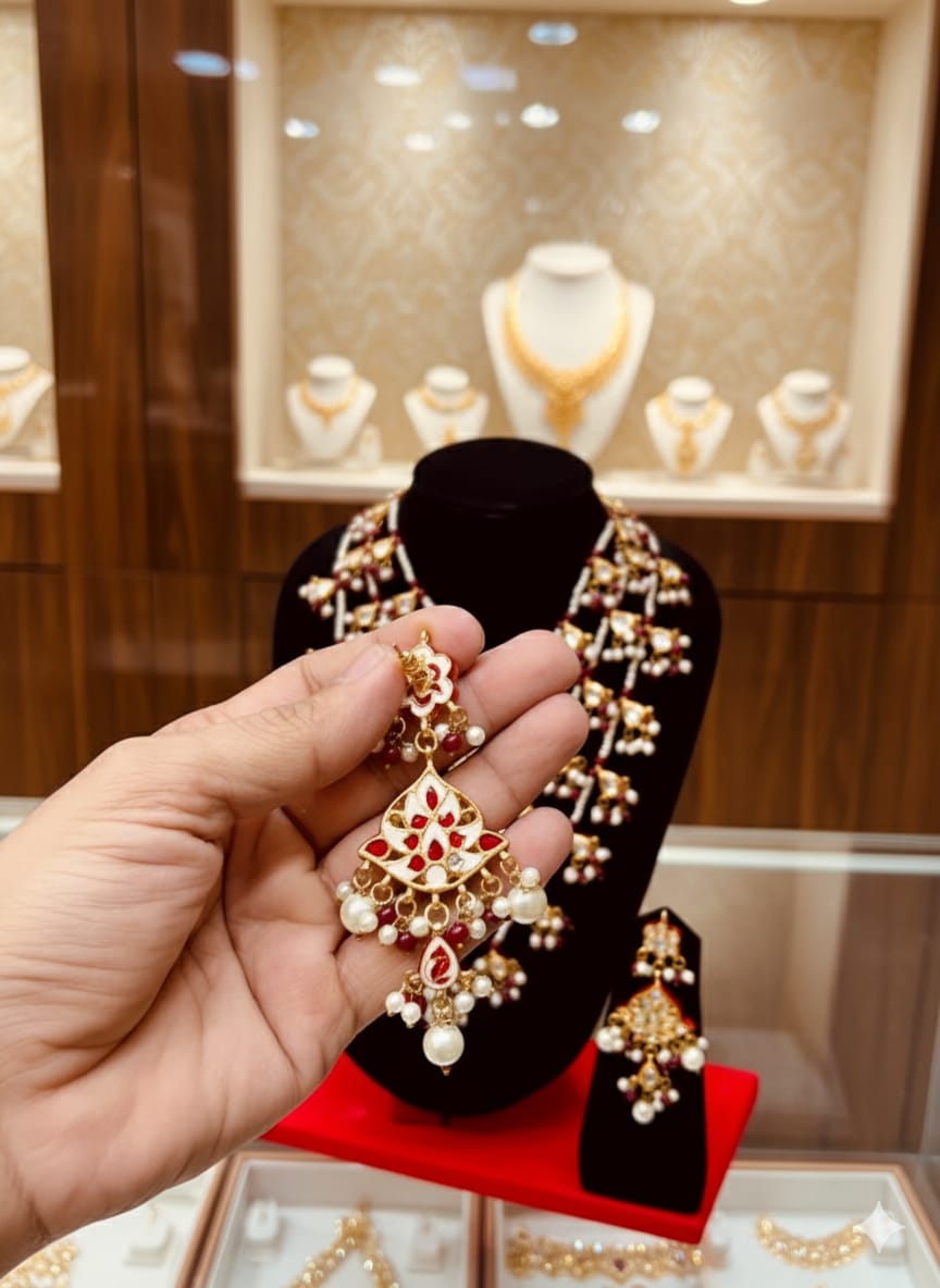 Beautiful Indian jaipuri fine quality 5 Lara two side work mala set 💞💫