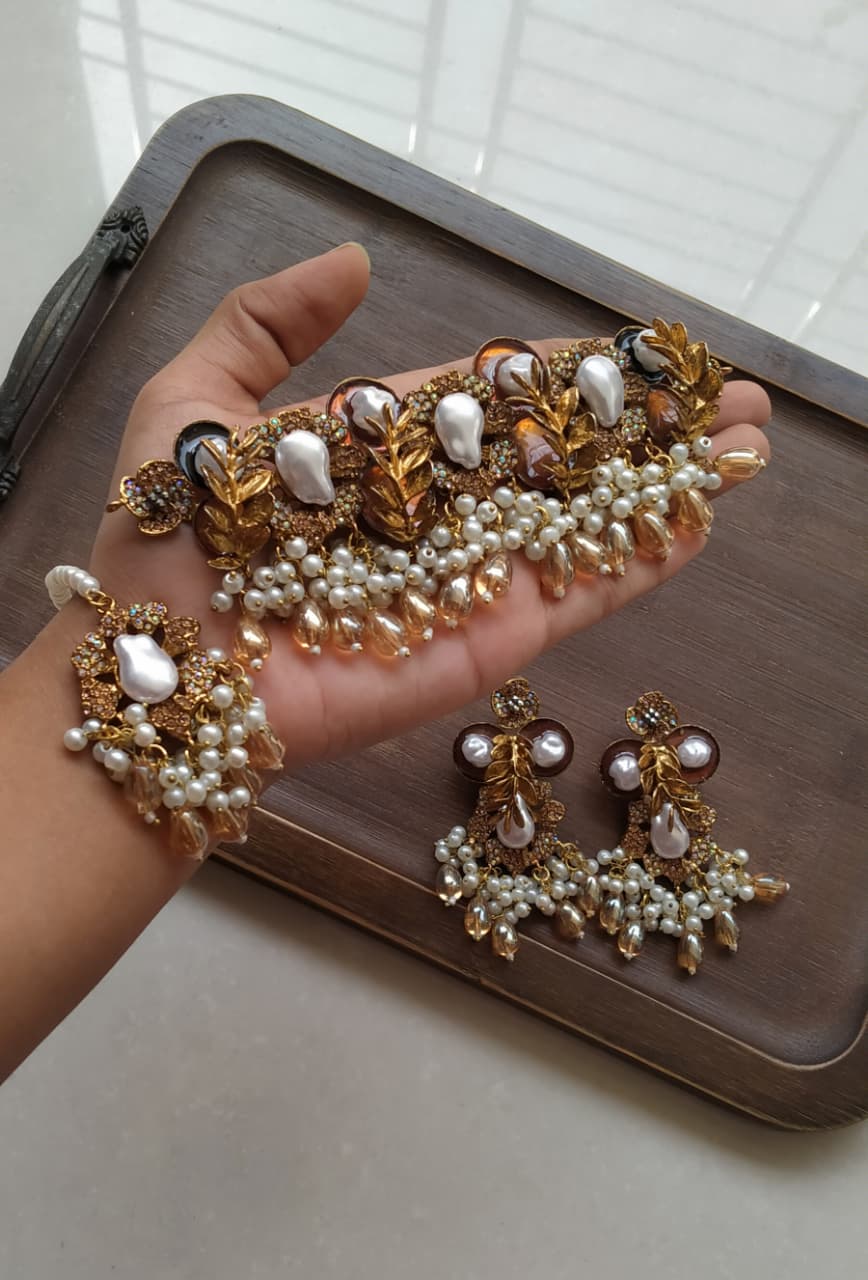 *Handmade turkish work with mother pearl chokkar set💕💓👌🏻