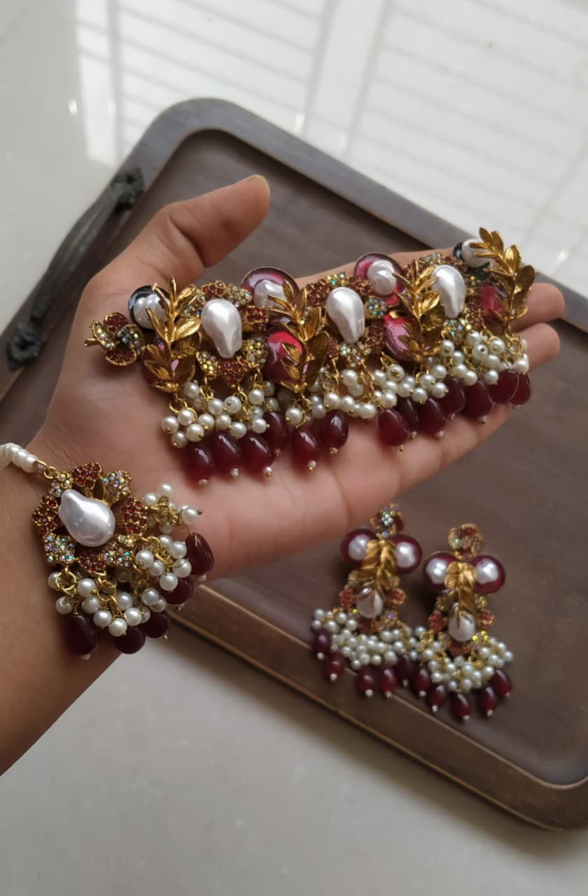 *Handmade turkish work with mother pearl chokkar set💕💓👌🏻