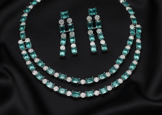 Double layered zircon necklace sets