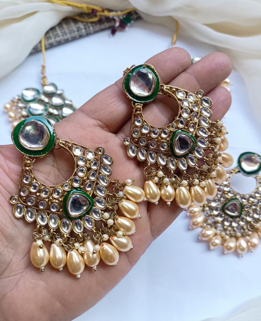 Designer Collection Dubbi Kundan MeenaWork Necklace Set With Teeka