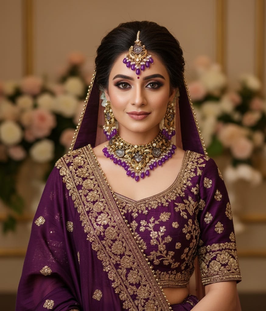 Designer zarcon crush Turkish necklace set with teeka