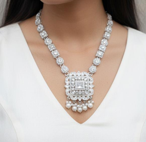 Beautiful Mala set zircon work excellent quality with earings bindi