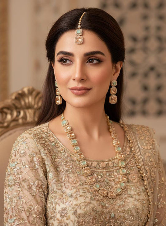 Mala set Beautiful Design Zircon Stone PartyWear Stylish With Teeka