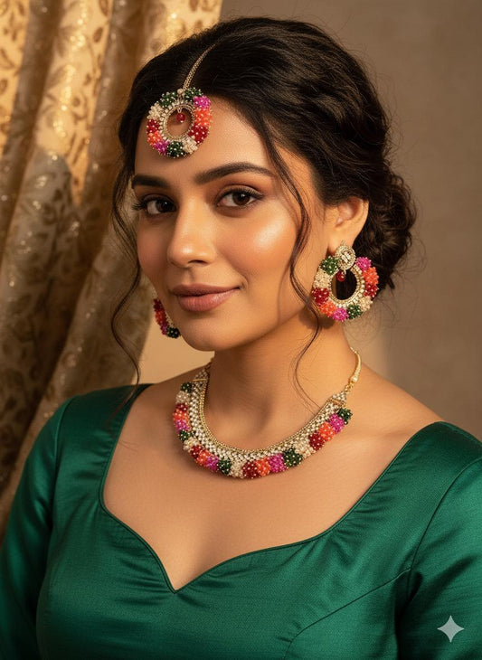 Multi coloured necklace set enthnic style