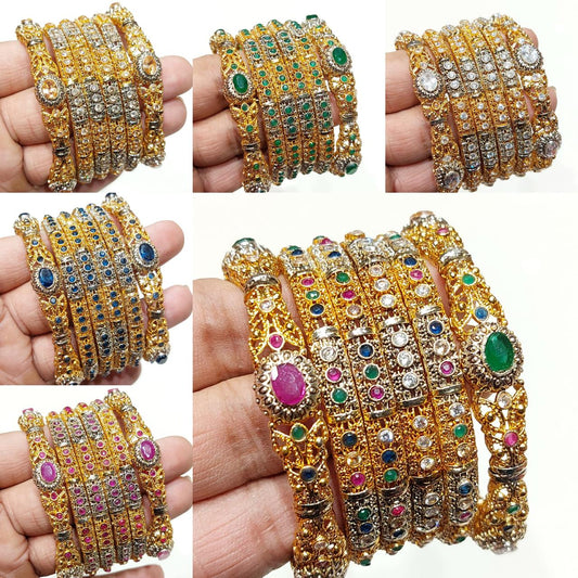 Zircon 6pcs Bangle Set available in 6 Colours Sizes : 2.4 , 2.6 , 2.8 , 2.10