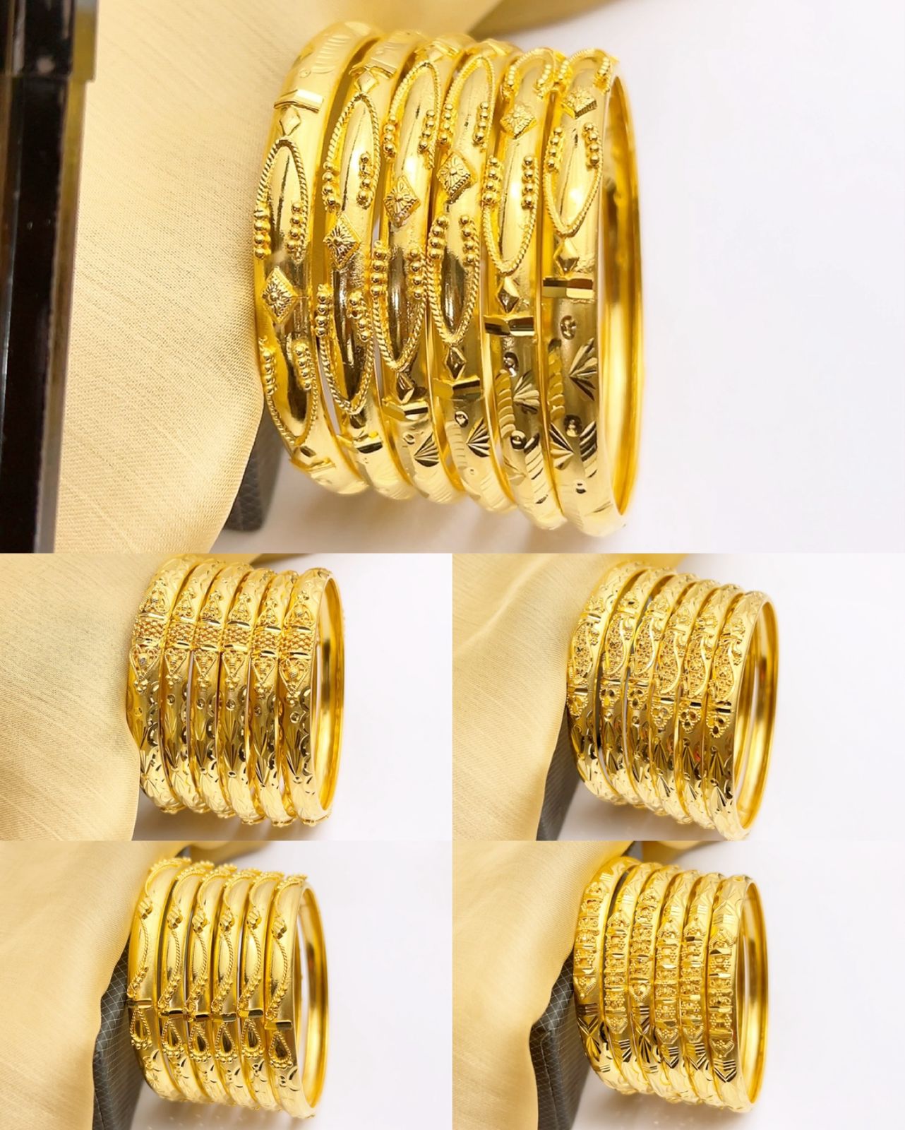 Gold plated 6 bangles in fine quality