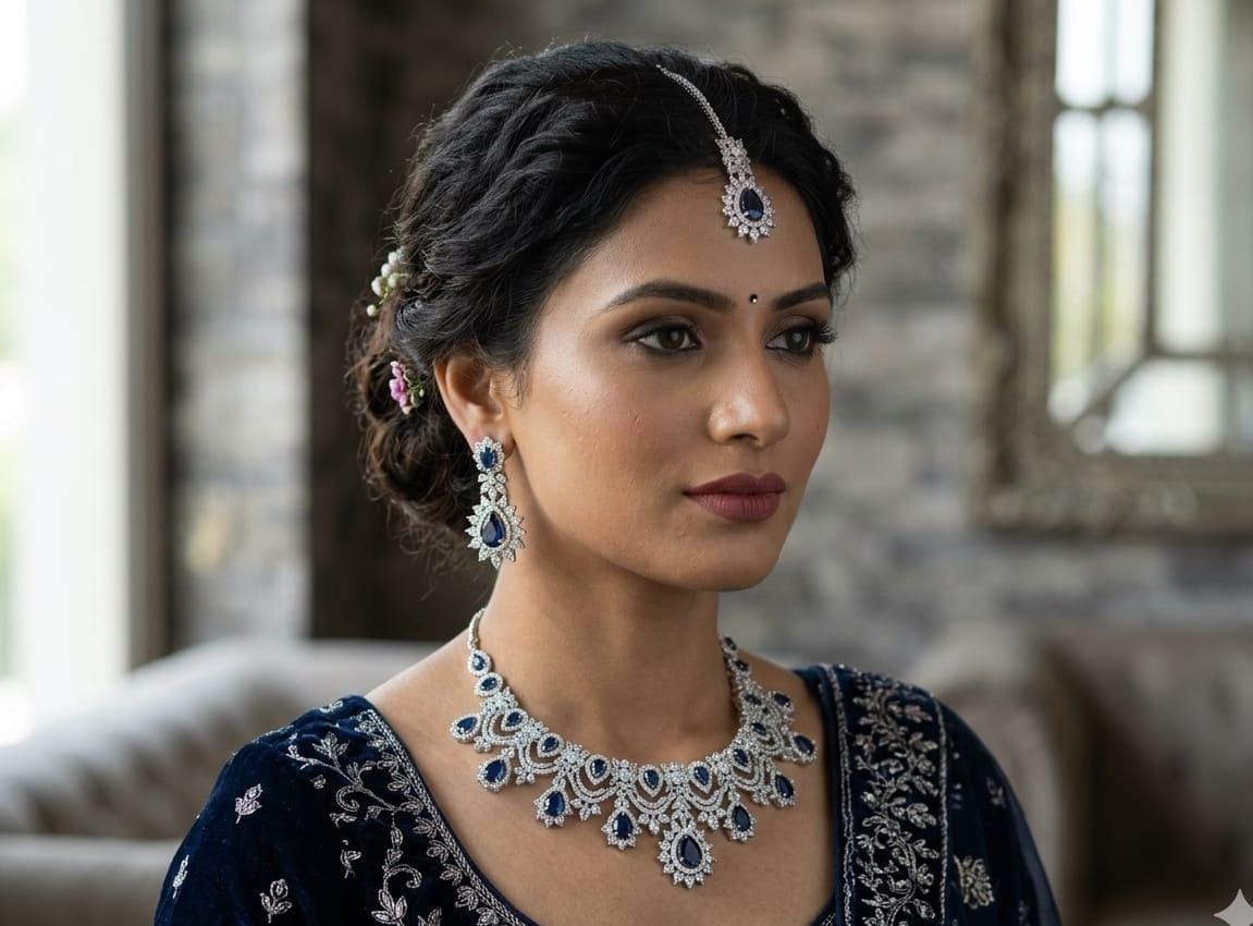 Beautiful Indian A.D(1) Carad- zarcon Bigshow Set Earings  with Tika