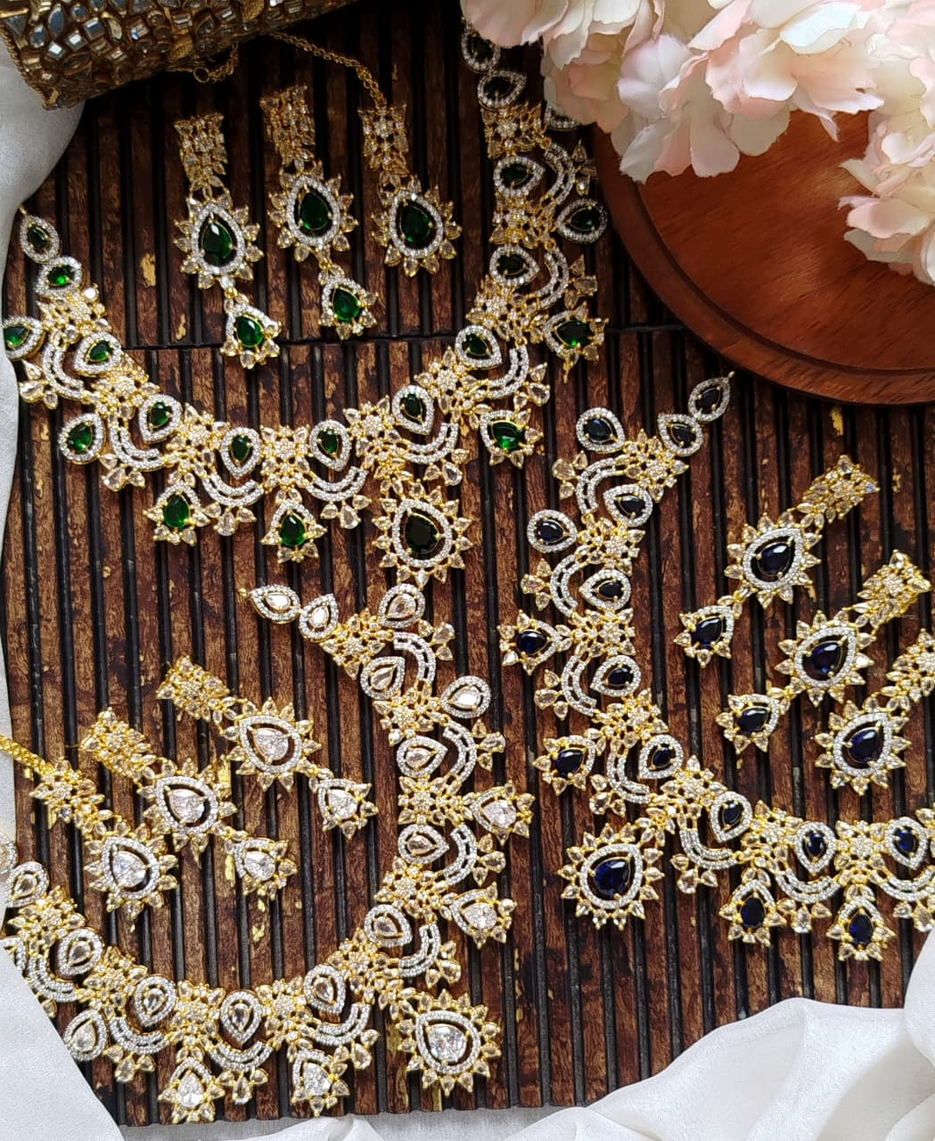 Beautiful Indian A.D(1) Carad- zarcon Bigshow Set Earings  with Tika