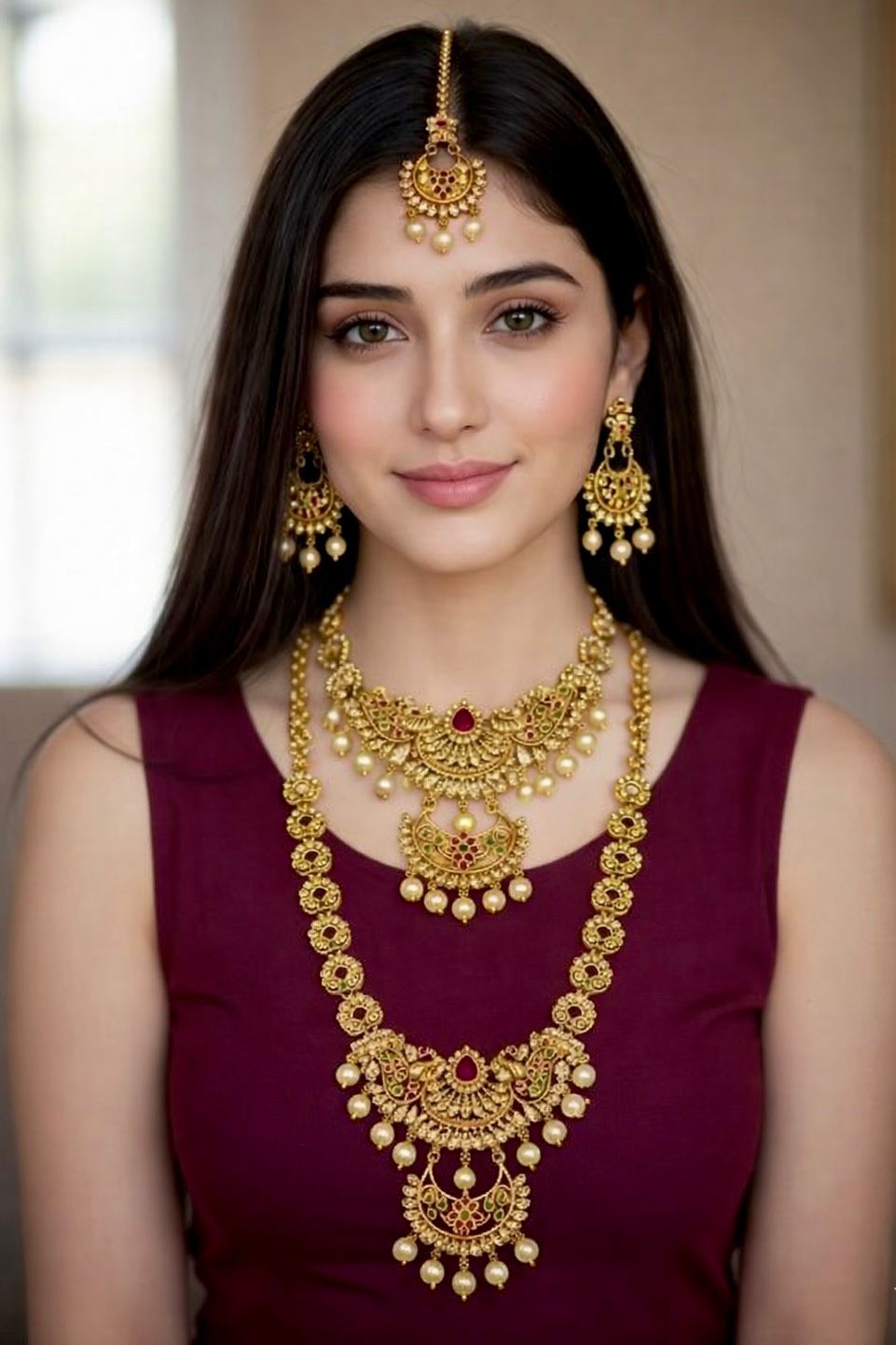 Beautiful South indian Double Set Goldplated