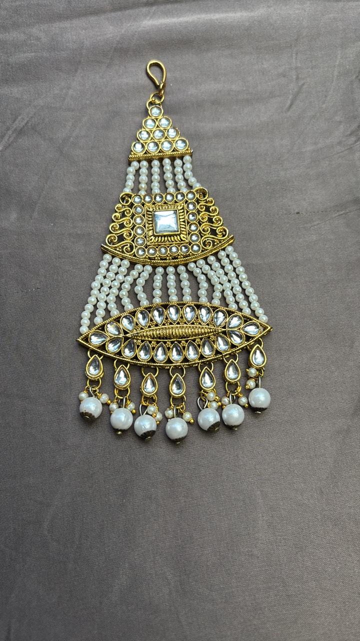 Gold Tone Kundan Hair Jhoomer