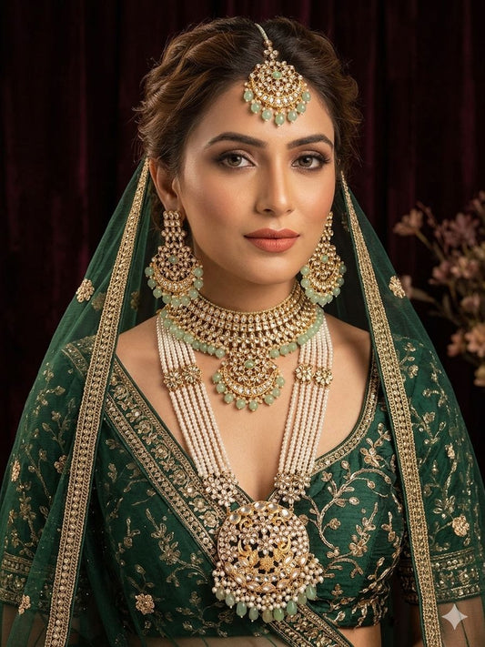 Sheesh kundan necklace mala set