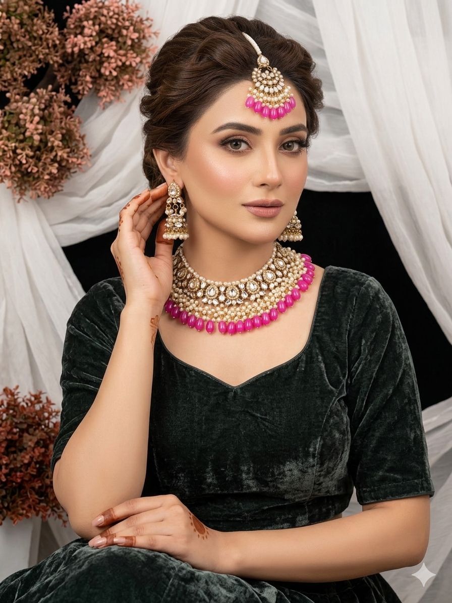 Sheesh kundan necklace set