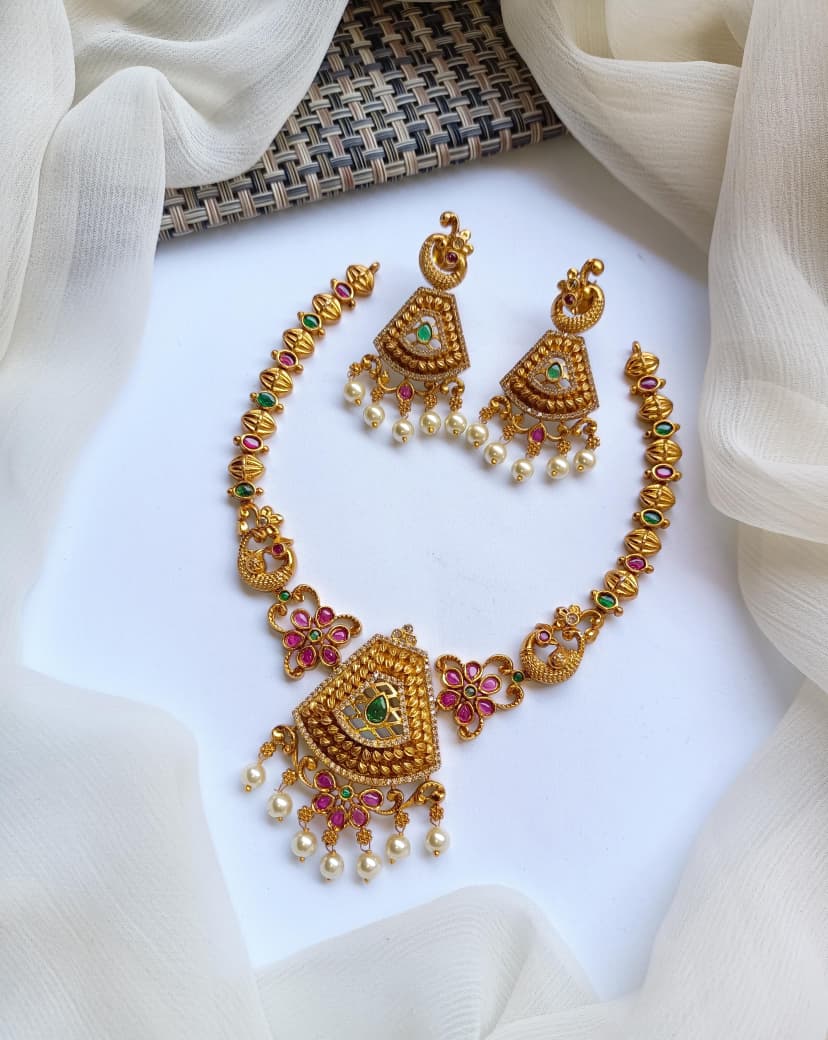Traditional Jewellery South Indian Stylish Design Necklace Set