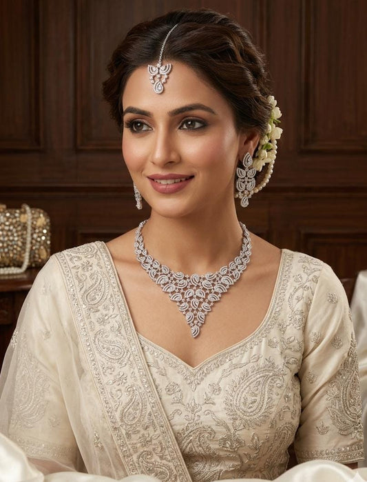 Beautiful Premium Quality American Diamond  Indian Zarcon  AD Set  ( Valima SPECIAL Set )