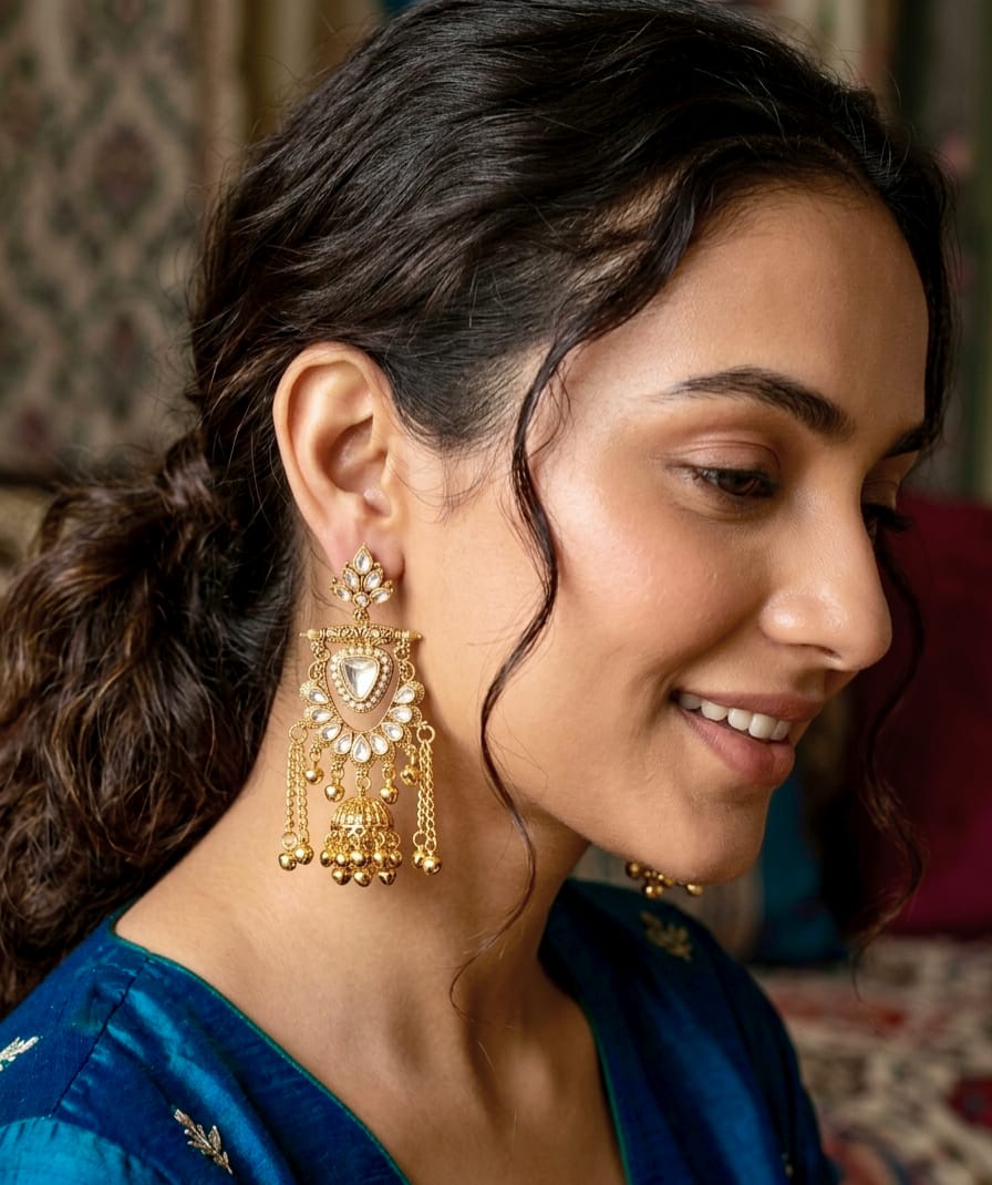 Beautiful Imported  Dabbi Kundan kashmiri Earing