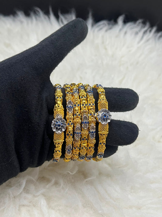 Fine Quality Real Stones Bangles in Grey Color