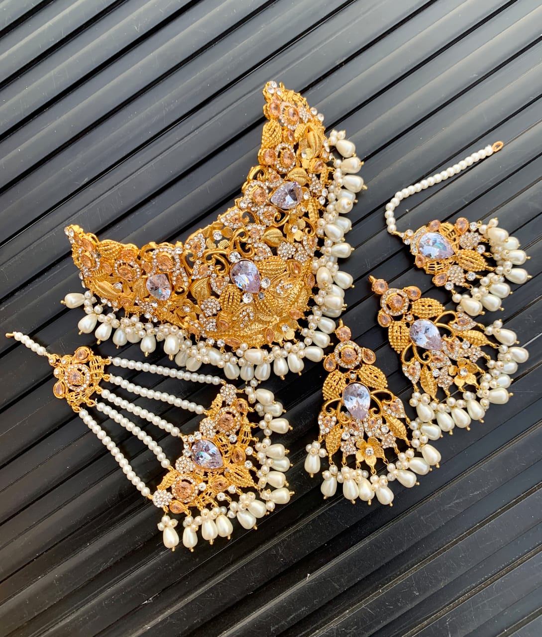 Turkish collar set in silver & golden polish