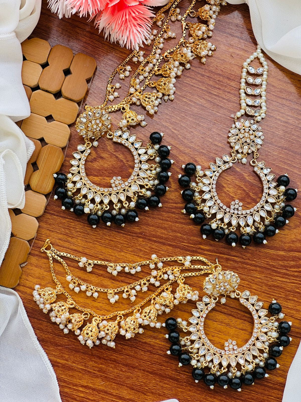 Kundan Balas/Earrings and Tikka/Bindiya sets