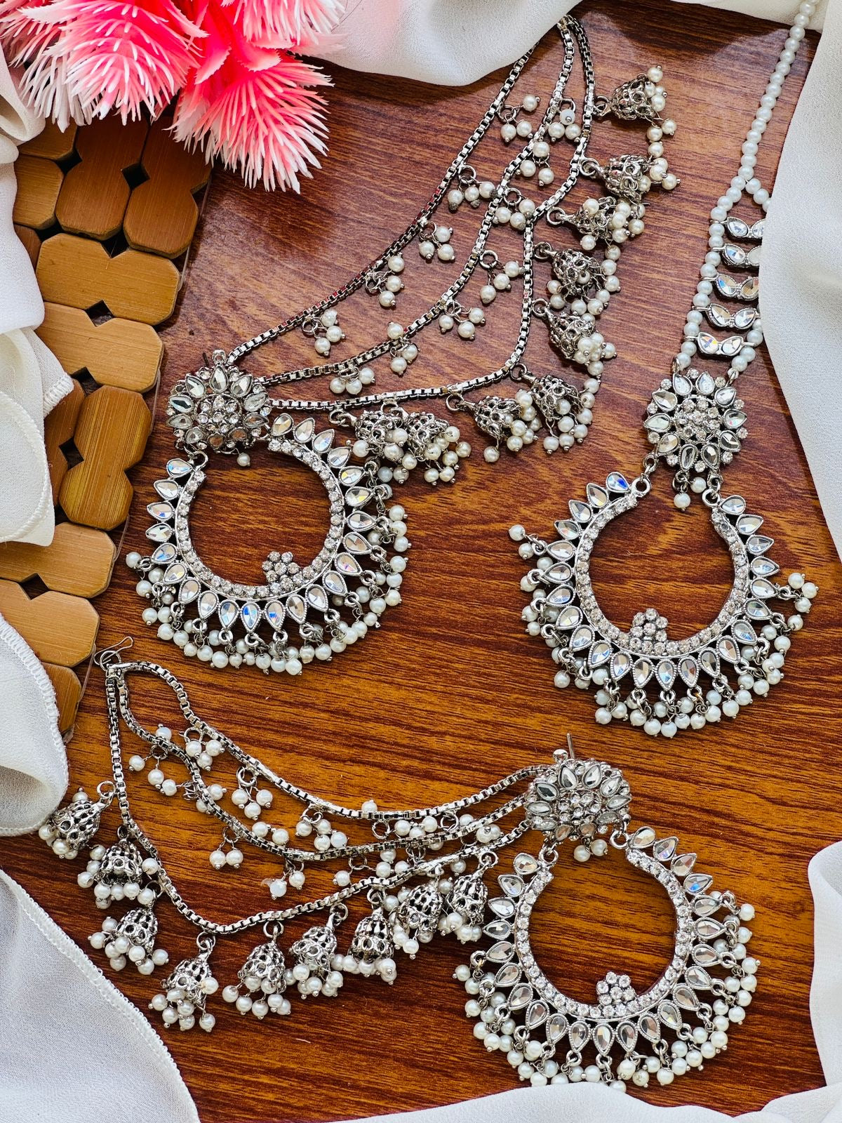 Kundan Balas/Earrings and Tikka/Bindiya sets