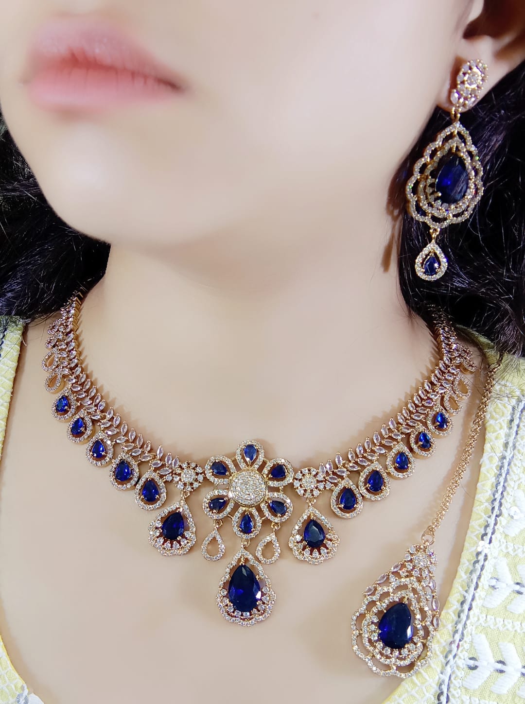 Indian American diamond neckless set