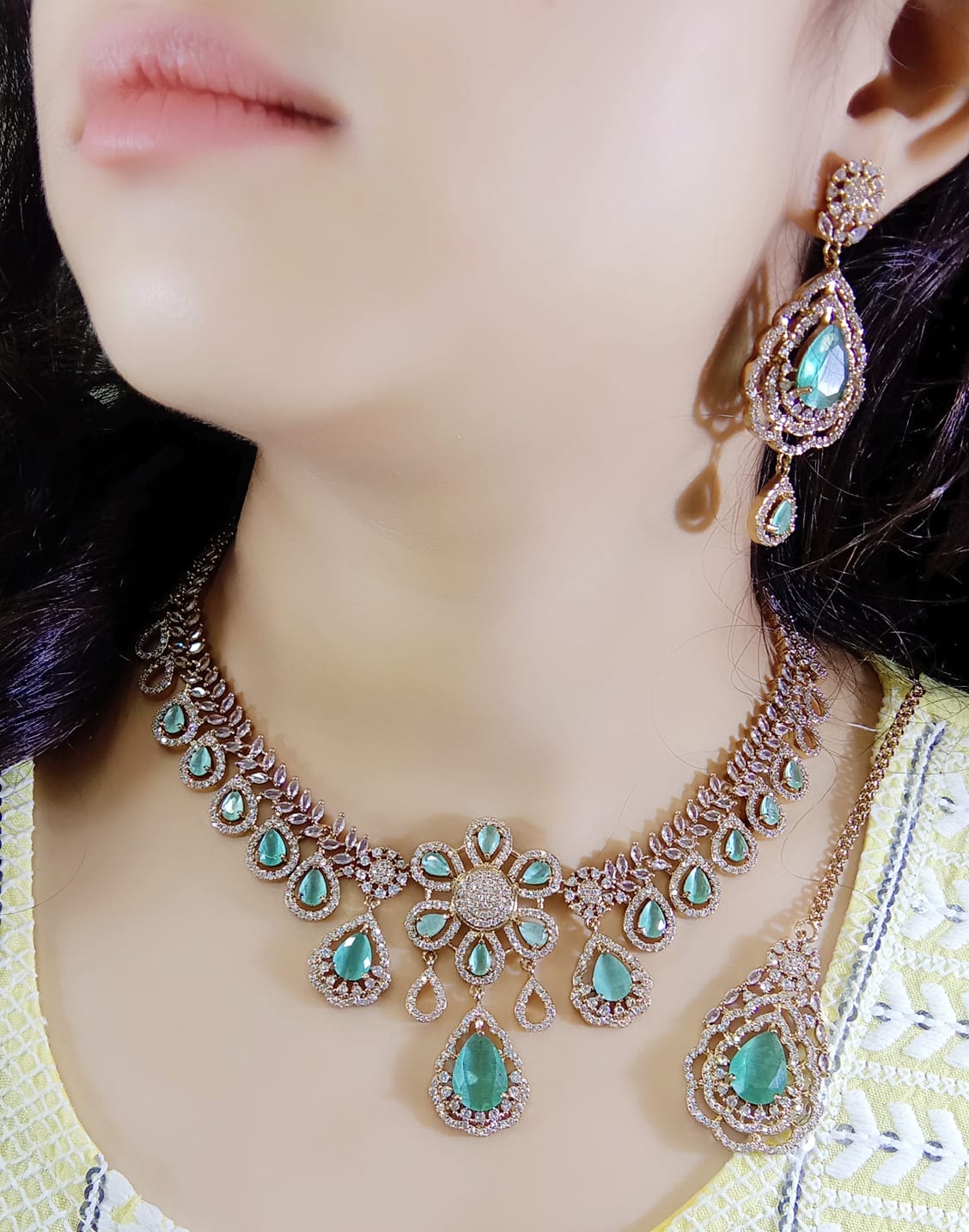 Indian American diamond neckless set