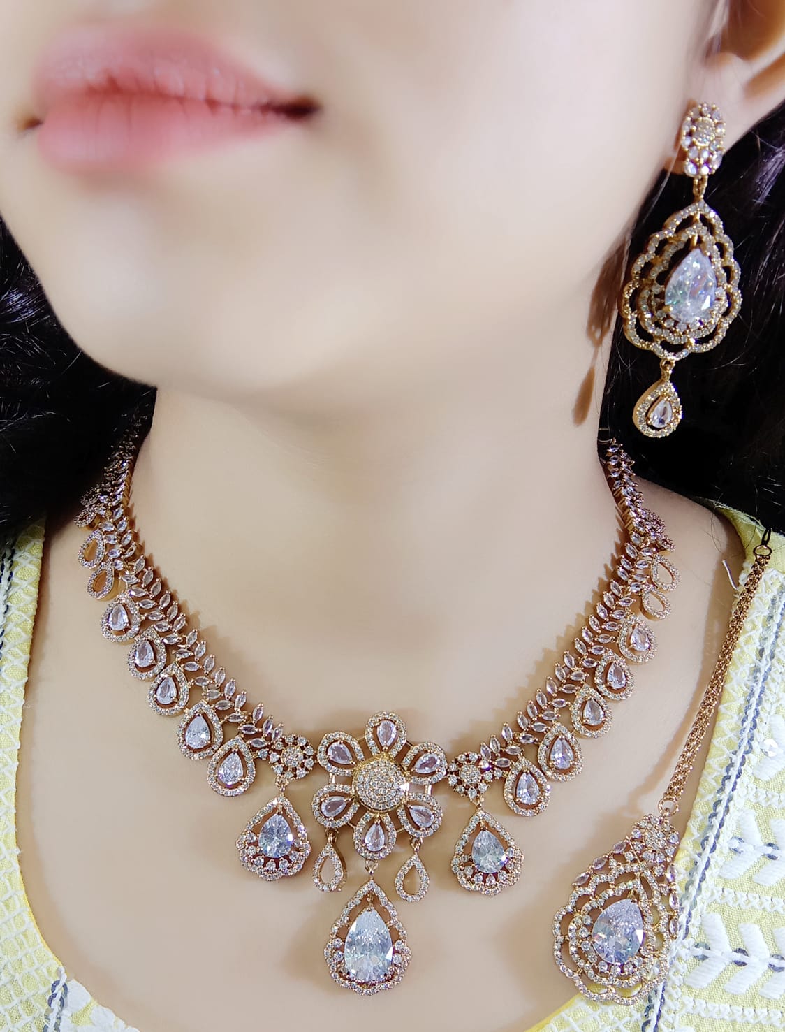 Indian American diamond neckless set