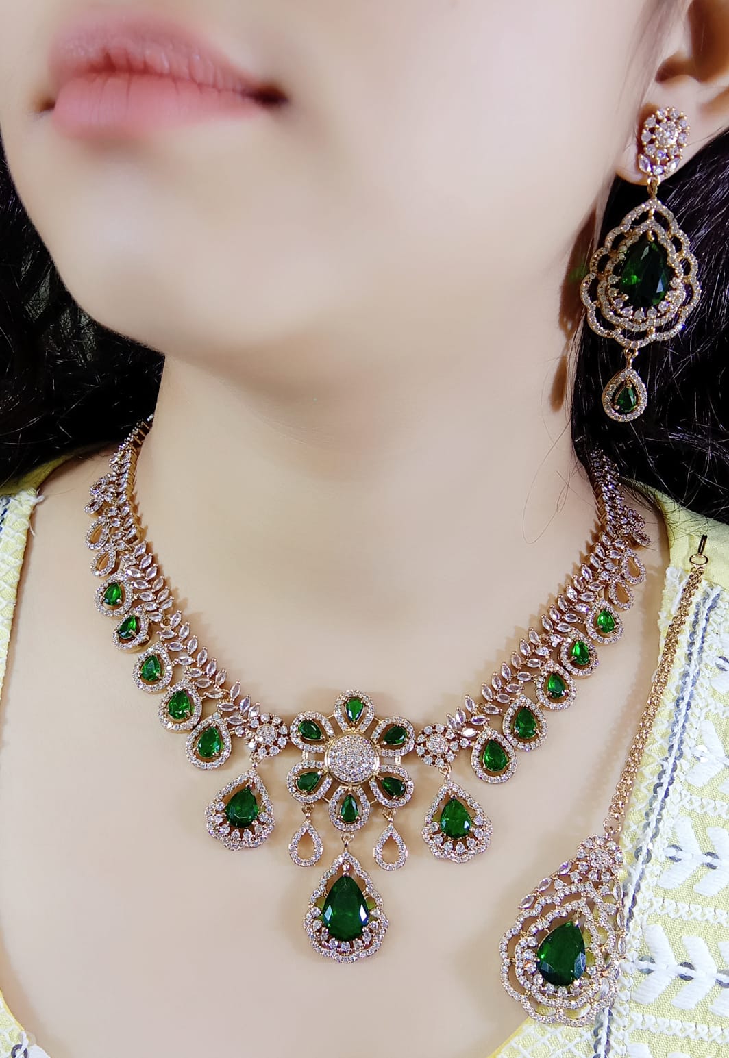 Indian American diamond neckless set
