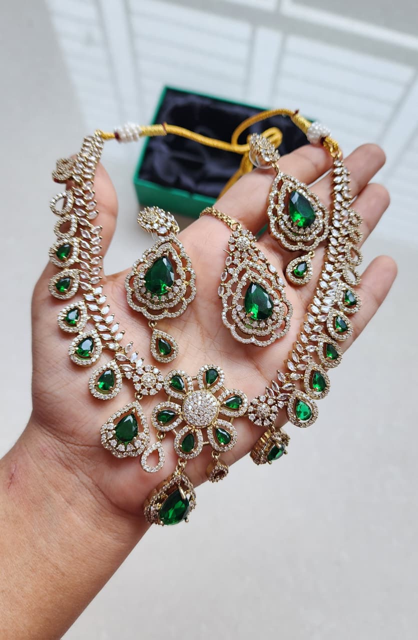 Indian American diamond neckless set