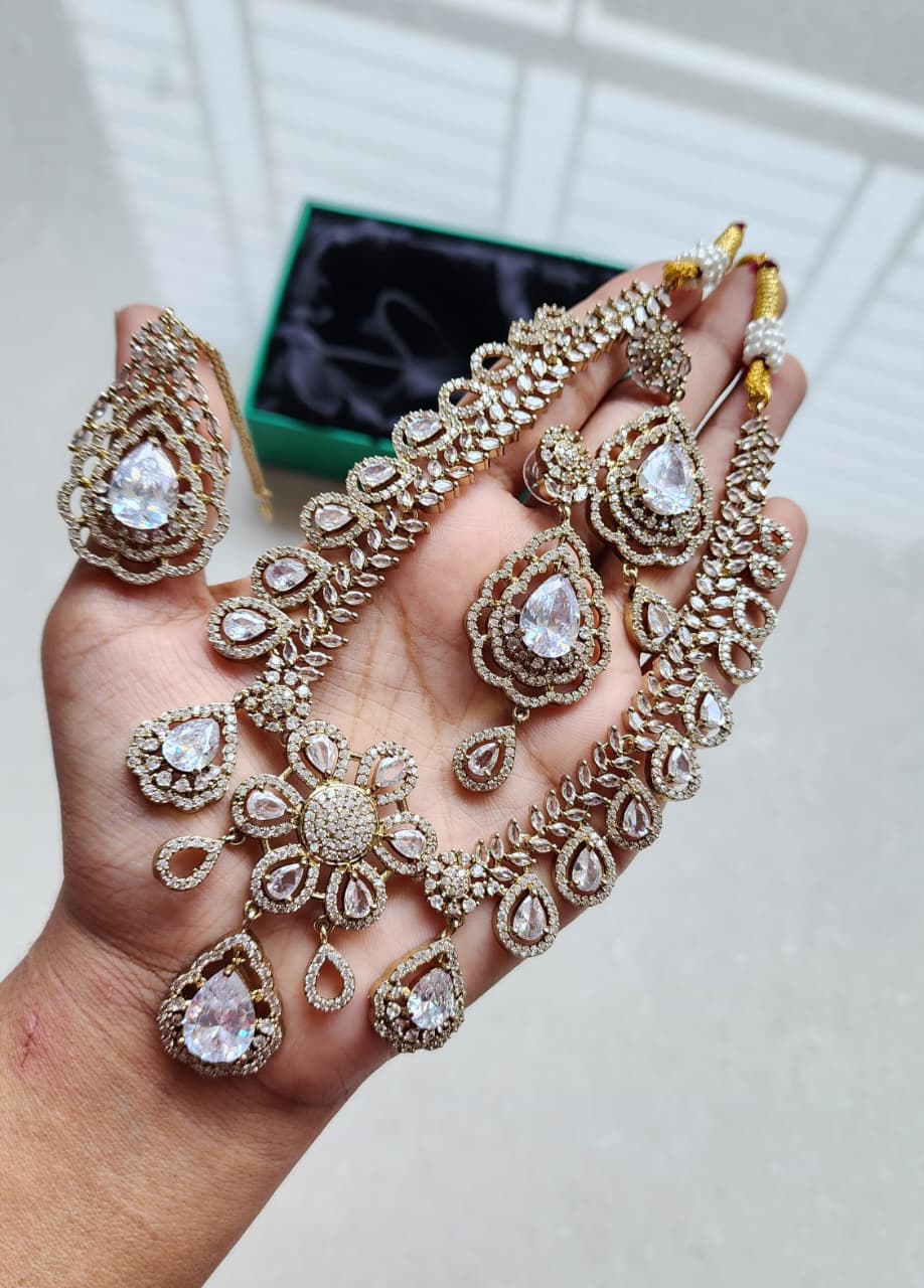 Indian American diamond neckless set