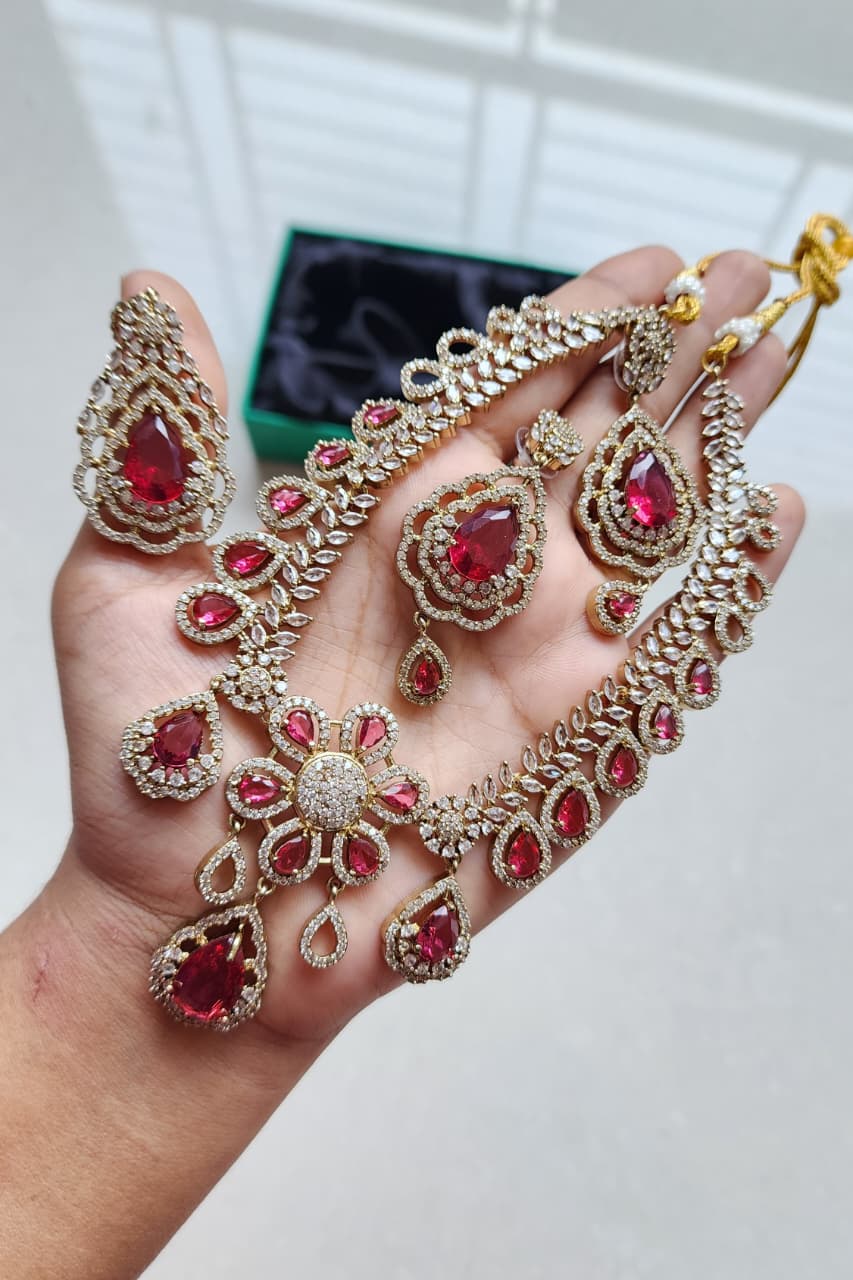 Indian American diamond neckless set