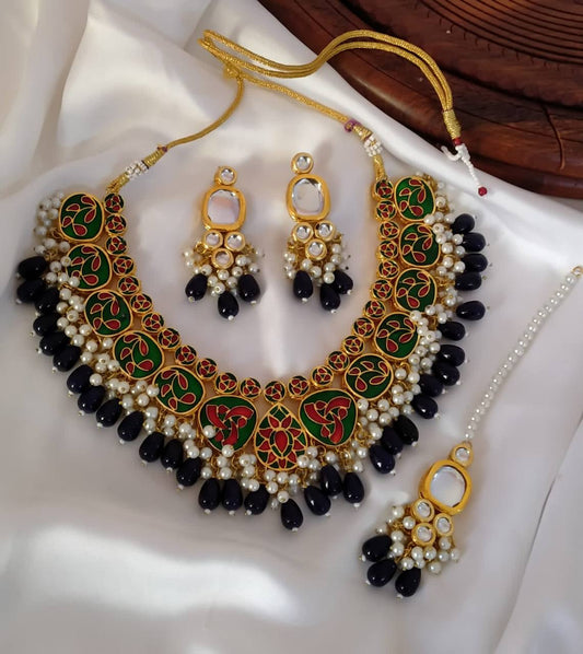 Gold Plated Necklace Set Kundan