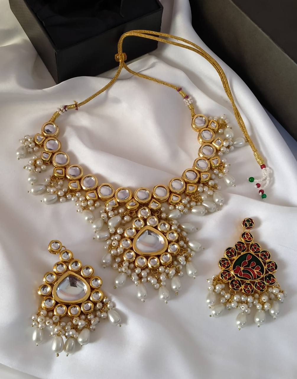 Kundan double sided pearls necklace sets