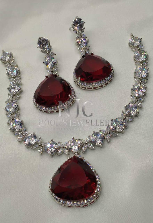 Elegant Zircon Locket Necklace Sets with Earrings