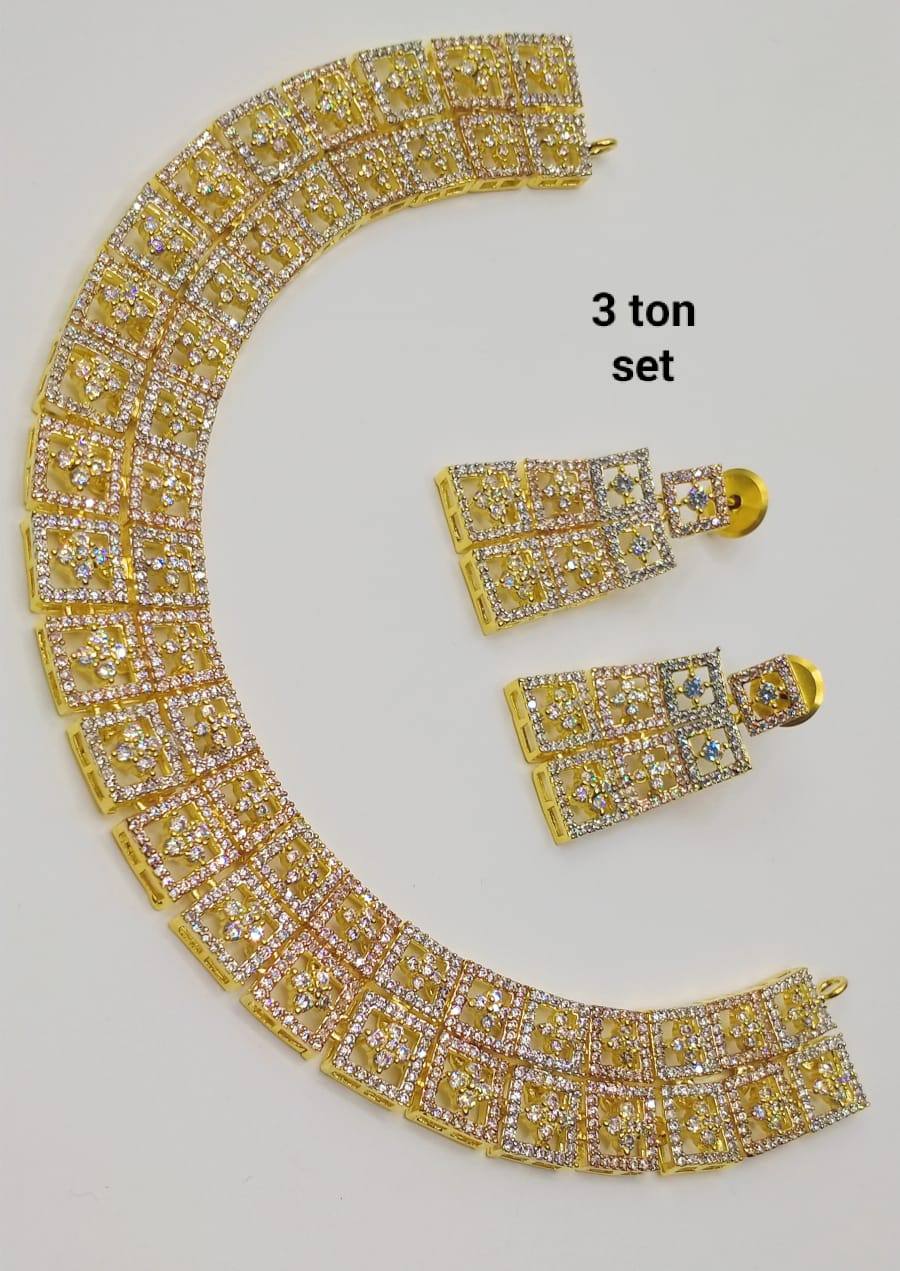 Micro Stone Indian American Diamond Zircon Necklace Set